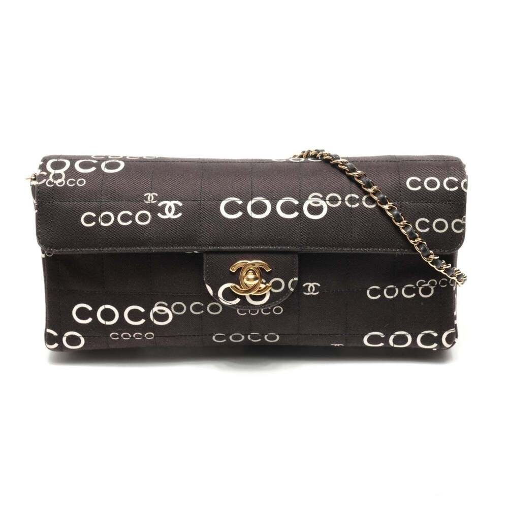 CHANEL East West Chocolate Bar Canvas Shoulder Bag, Black, WS25369